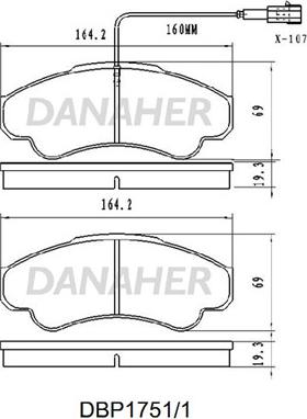 Danaher DBP1751/1 - Комплект спирачно феродо, дискови спирачки vvparts.bg