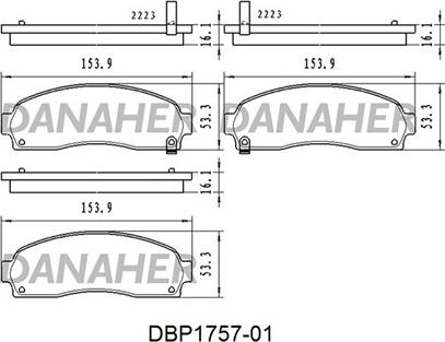 Danaher DBP1757-01 - Комплект спирачно феродо, дискови спирачки vvparts.bg