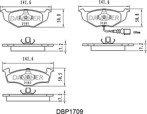 Danaher DBP1709 - Комплект спирачно феродо, дискови спирачки vvparts.bg