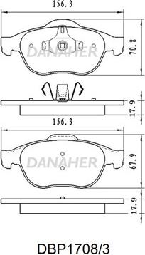 Danaher DBP1708/3 - Комплект спирачно феродо, дискови спирачки vvparts.bg