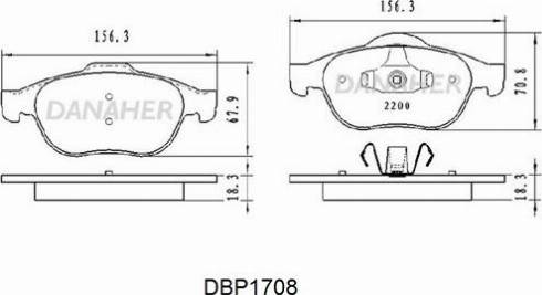 Danaher DBP1708 - Комплект спирачно феродо, дискови спирачки vvparts.bg