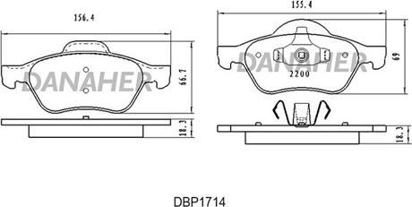 Danaher DBP1714 - Комплект спирачно феродо, дискови спирачки vvparts.bg