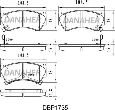 Danaher DBP1735 - Комплект спирачно феродо, дискови спирачки vvparts.bg