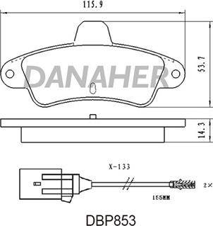 Danaher DBP853 - Комплект спирачно феродо, дискови спирачки vvparts.bg