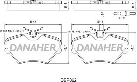 Danaher DBP862 - Комплект спирачно феродо, дискови спирачки vvparts.bg