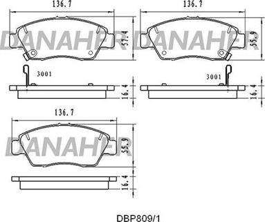 Danaher DBP809/1 - Комплект спирачно феродо, дискови спирачки vvparts.bg