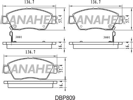 Danaher DBP809 - Комплект спирачно феродо, дискови спирачки vvparts.bg