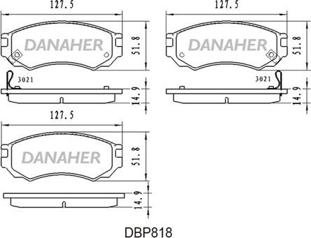 Danaher DBP818 - Комплект спирачно феродо, дискови спирачки vvparts.bg