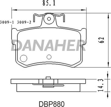 Danaher DBP880 - Комплект спирачно феродо, дискови спирачки vvparts.bg