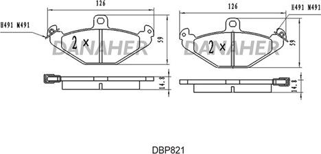Danaher DBP821 - Комплект спирачно феродо, дискови спирачки vvparts.bg
