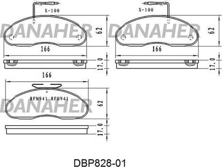 Danaher DBP828-01 - Комплект спирачно феродо, дискови спирачки vvparts.bg