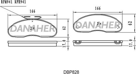 Danaher DBP828 - Комплект спирачно феродо, дискови спирачки vvparts.bg