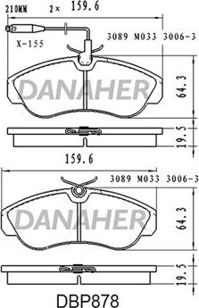 Danaher DBP878 - Комплект спирачно феродо, дискови спирачки vvparts.bg