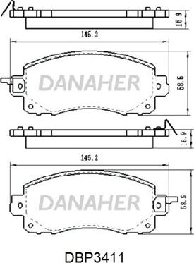 Danaher DBP3411 - Комплект спирачно феродо, дискови спирачки vvparts.bg