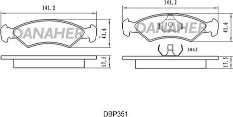 Danaher DBP351 - Комплект спирачно феродо, дискови спирачки vvparts.bg