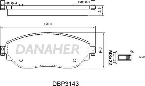 Danaher DBP3143 - Комплект спирачно феродо, дискови спирачки vvparts.bg