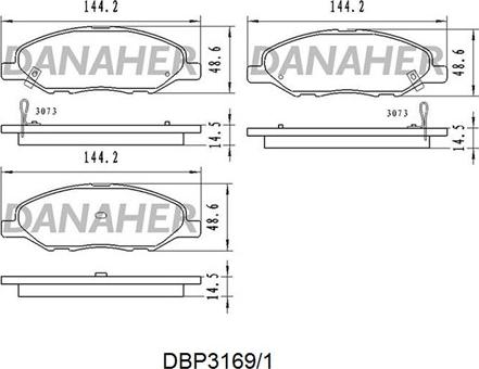 Danaher DBP3169/1 - Комплект спирачно феродо, дискови спирачки vvparts.bg