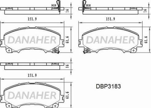 Danaher DBP3183 - Комплект спирачно феродо, дискови спирачки vvparts.bg