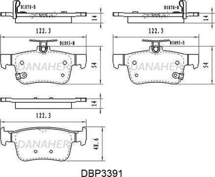 Danaher DBP3391 - Комплект спирачно феродо, дискови спирачки vvparts.bg
