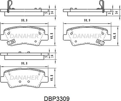 Danaher DBP3309 - Комплект спирачно феродо, дискови спирачки vvparts.bg