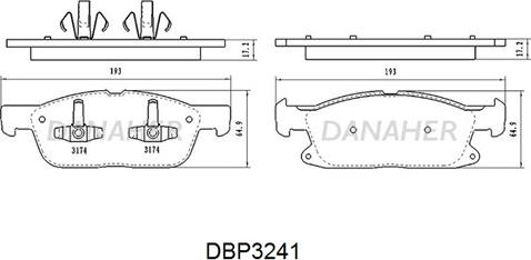 Danaher DBP3241 - Комплект спирачно феродо, дискови спирачки vvparts.bg