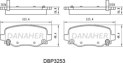 Danaher DBP3253 - Комплект спирачно феродо, дискови спирачки vvparts.bg