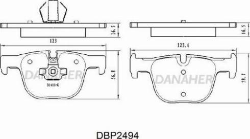 Danaher DBP2494 - Комплект спирачно феродо, дискови спирачки vvparts.bg