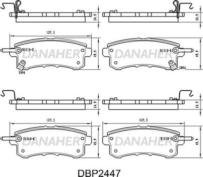 Danaher DBP2447 - Комплект спирачно феродо, дискови спирачки vvparts.bg