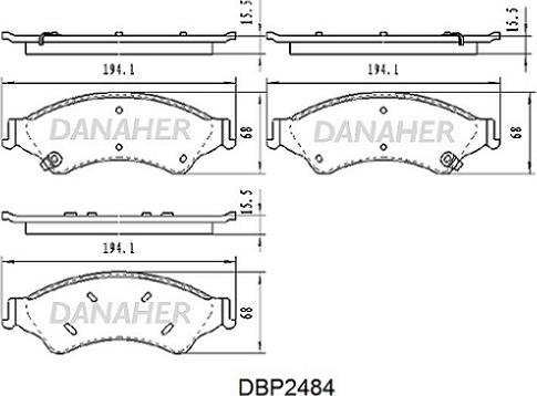 Danaher DBP2484 - Комплект спирачно феродо, дискови спирачки vvparts.bg