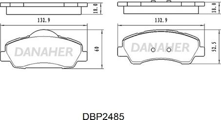 Danaher DBP2485 - Комплект спирачно феродо, дискови спирачки vvparts.bg