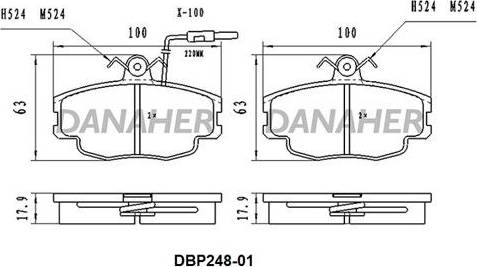 Danaher DBP248-01 - Комплект спирачно феродо, дискови спирачки vvparts.bg