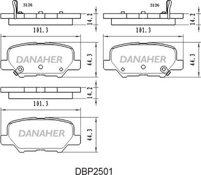 Danaher DBP2501 - Комплект спирачно феродо, дискови спирачки vvparts.bg