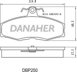 Danaher DBP250 - Комплект спирачно феродо, дискови спирачки vvparts.bg