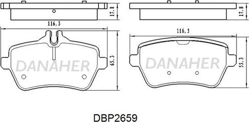 Danaher DBP2659 - Комплект спирачно феродо, дискови спирачки vvparts.bg