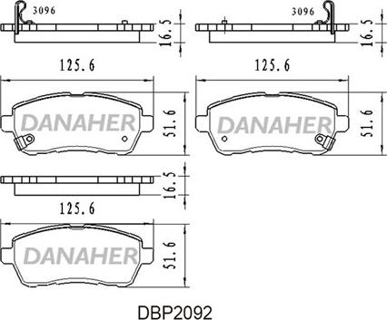 Danaher DBP2092 - Комплект спирачно феродо, дискови спирачки vvparts.bg