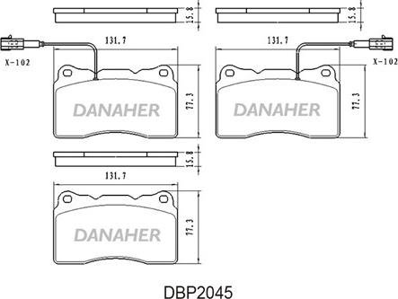 Danaher DBP2045 - Комплект спирачно феродо, дискови спирачки vvparts.bg