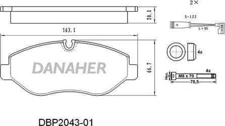 Danaher DBP2043-01 - Комплект спирачно феродо, дискови спирачки vvparts.bg