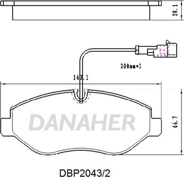 Danaher DBP2043/2 - Комплект спирачно феродо, дискови спирачки vvparts.bg
