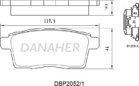 Danaher DBP2052/1 - Комплект спирачно феродо, дискови спирачки vvparts.bg