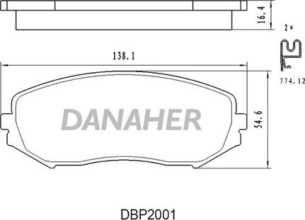 Danaher DBP2001 - Комплект спирачно феродо, дискови спирачки vvparts.bg