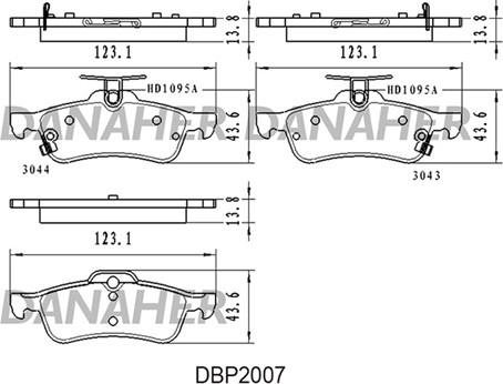 Danaher DBP2007 - Комплект спирачно феродо, дискови спирачки vvparts.bg