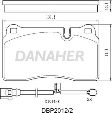 Danaher DBP2012/2 - Комплект спирачно феродо, дискови спирачки vvparts.bg