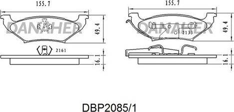 Danaher DBP2085/1 - Комплект спирачно феродо, дискови спирачки vvparts.bg