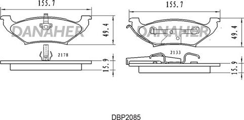 Danaher DBP2085 - Комплект спирачно феродо, дискови спирачки vvparts.bg
