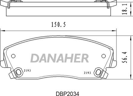 Danaher DBP2034 - Комплект спирачно феродо, дискови спирачки vvparts.bg