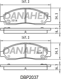 Danaher DBP2037 - Комплект спирачно феродо, дискови спирачки vvparts.bg