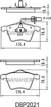 Danaher DBP2021 - Комплект спирачно феродо, дискови спирачки vvparts.bg