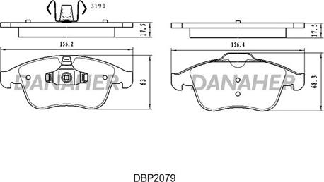 Danaher DBP2079 - Комплект спирачно феродо, дискови спирачки vvparts.bg