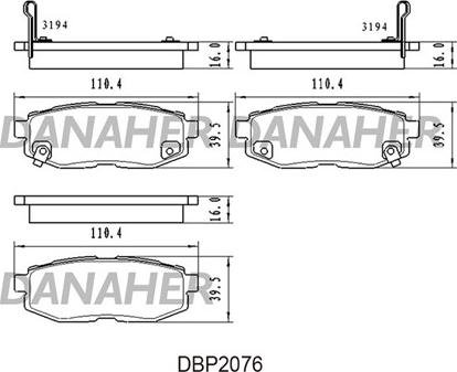 Danaher DBP2076 - Комплект спирачно феродо, дискови спирачки vvparts.bg