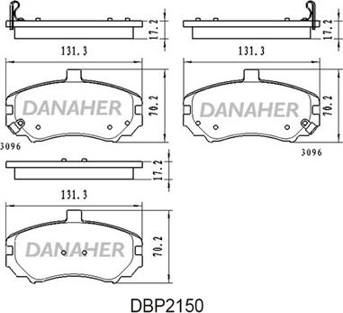 Danaher DBP2150 - Комплект спирачно феродо, дискови спирачки vvparts.bg